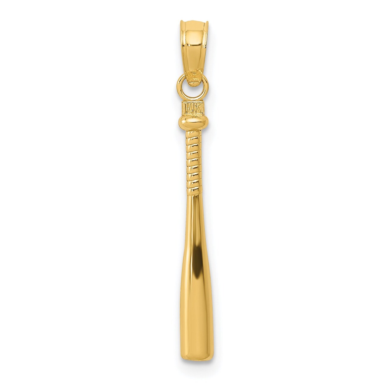 14K Yellow Gold 3D Baseball Bat Charm Sports Pendant Jewerly 25mm